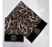 ROBERTO CAVALLI HOME SET SPUGNE 2 PEZZI "LINX BROWN" PURO COTONE