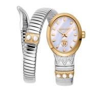 Roberto Cavalli Lady - Orologio Da Polso Da Donna Al Quarzo Moda Bracciale E Cassa In Acciaio Inox Di Colore Grigio Quadrante Analogico Bianco - RC5L104M0055