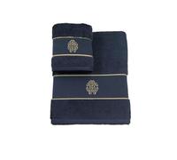 Roberto Cavalli Set 1+1 Asciugamano e Ospite Gold New Ricamato Nero