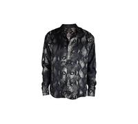 Roberto Cavalli, ,Shirts ,Uomo ,Nero ,M Camicia in seta con stampa pitone Rock