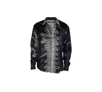 Roberto Cavalli, ,Shirts ,Uomo ,Nero ,S Camicia in Seta con Stampa Zebra