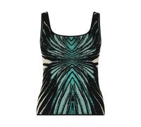 Roberto Cavalli, ,Tops ,Donna ,Blu ,S Top senza maniche in jacquard con stampa marina