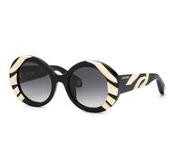 Roberto Cavalli Unisex Roberto Cavalli SRC010V 700Y Occhiali da sole Acetato Nero Grigio Rotonda Normale Sfumato