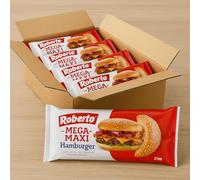 "Roberto Mega Maxi Hamburger - Pane Morbido con Semi di Sesamo, 2 Panini per Confezione, Ideale per Hamburger Giganti e Grigliate, Scorta da 8 Confezioni"