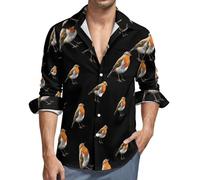 Robin Bird, camicia da uomo a maniche lunghe, casual, con bottoni, Stile:, 6XL