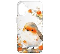 Robin Bird europeo pettirosso floreale arancione bosco Custodia per iPhone 16
