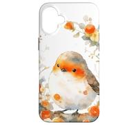 Robin Bird europeo pettirosso floreale arancione bosco Custodia per iPhone 16 Plus