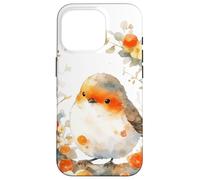 Robin Bird europeo pettirosso floreale arancione bosco Custodia per iPhone 16 Pro