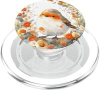 Robin Bird europeo pettirosso floreale arancione bosco PopSockets PopGrip per MagSafe