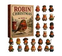 Robin Christmas Advent Calendars 2026 | 2D Acrylic 24 Days Bird Decoration | Cute Animal Pendant Christmas Tree Decor, For Home Room Apartment Workplace Dorm Holiday Party