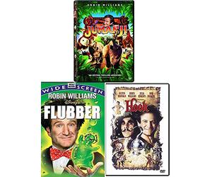 Robin Fantasy Williams Triple Magical Adventure Movie Set Hook Peter Pan Story + Flubber & Jumanji 3 DVD Family Fun Bundle