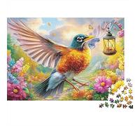 Robin Flying Near A Glowing Lantern Puzzle Da 1000 Pezzi Colorful Birds Allenamento Mentale Per Adulti E Bambini 70x50cm/1000pcs