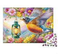 Robin Flying Near Glowing Lantern Puzzle Da 1000 Pezzi Colorful Birds Divertimento Di Ingegno Per Adulti E Bambini 70x50cm/1000pcs