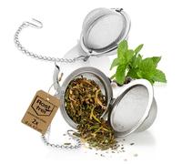 Robin Goods® 2x colini da tè in acciaio inox - infusore da tè a forma di sfera con catena Ø 4,5 cm - colino per tè, erbe e spezie facile da pulire - filtro da tè a maglia fine