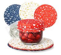 Robin Goods® 30x copri barattoli con elastico per vasetti marmellata - centrini decorativi per barattoli - decorazione per vasetti (blu/rosso/bianco)