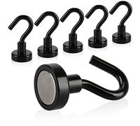 Robin Goods® 6 Ganci magnetici - potenti magneti per la casa e L'Ufficio - capacità di carico Fino a 8 kg - calamita per Frigorifero - aiutante Quotidiano - calamita (6 Pezzi - Nero)