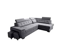 Robin Grand Divano angolare con funzione di letto cassetto per la biancheria due pouf poggiatesta regolabile angolo a destra grigio scuro 277 x 180 x 100