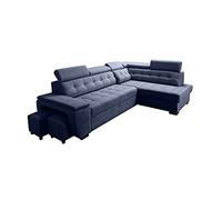 Robin Grand Divano angolare con funzione di letto cassetto per la biancheria due pouf poggiatesta regolabile angolo a destra blu navy scuro 277 x 180 x 100
