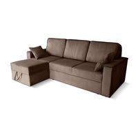 Robin Inspire Divano Angolare Multifunzionale Con Funzione Letto Convertibile Casette A Forma Di L Stile Velluto A Coste Autoportante Parma 230 x 165 x 102 cm A Sinistra Marrone