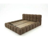 Robin Inspire Letto 140x200 Contenitore Imbottito Lunelle Monte Marrone | Struttura Letto con Rete a Doghe, Vano Contenitore a Gas, Testiera Alta e Morbida, Look Imbottito Modulare senza Materasso