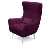 Robin Inspire Luis Poltrona Orecchie per il Soggiorno Sedia Sedile TV Relax con Cuscino 82 x 90 x 112 cm Bordò Gamba Bianca