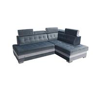 Robin Inspire Paris Divano Angolare Letto Azzurro Argento Destro | 240 cm, divano a L 4 posti con funzione letto, contenitore, 5 poggiatesta regolabili, ideale soggiorno moderno