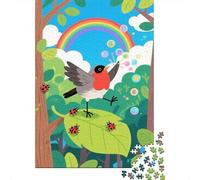 Robin Puzzle 1000 Pezzi Robin Stood Happily on The Leaves, Per Bambini E Adulti Puzzle Per Gioco Familiare Impossible Grandi Dimensioni Regali 1000pcs (75x50cm)