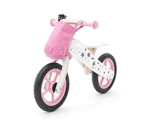 ROBINCOOL BICICLETA CORREPASILLOS SIN PEDALES MONTESSORI ECO MADERA "STREET CIRCUIT ROSA" CON CESTA INCLUIDA 83 X 36 X 55 CM Cura della persona e salute