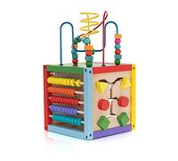Robincool Giocattolo Educativo Montessori Cubo di Legno Eco Newton Labirinto 20x20x36 cm con Abaco Multicolore