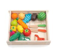 ROBINCOOL KIT BANDEJA COMIDA MONTESSORI DE ECO MADERA "ECO FRUIT" FRUTAS, VERDURAS Y UTENSILIOS INCLUIDOS Cura della persona e salute