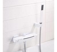 Robinet de baignoire avec douche, robinets de baignoire en laiton, mitigeur à bec cascade à 2 poignées, avec douchette à main robinet de bain mural 2 fonctions robinet de baignoire ensemble mélangeur