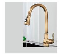 Robinet de Bassin doré brossé Baillé Robinet d'évier de pulvérisation à poignée de Pull-Out Robinet de comptoir monté sur Le Plafond à Eau Chaude et à Eau Froide (Chrome Short)