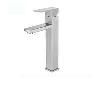 Robinet de Bassin doré brossé Baillé Robinet d'évier de pulvérisation à poignée de Pull-Out Robinet de comptoir monté sur Le Plafond à Eau Chaude et à Eau Froide (Chrome Short)