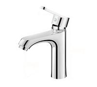 Robinet de Bassin doré brossé Baillé Robinet d'évier de pulvérisation à poignée de Pull-Out Robinet de comptoir monté sur Le Plafond à Eau Chaude et à Eau Froide (Chrome Short)