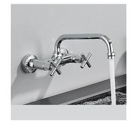 Robinet de Bassin doré brossé Baillé Robinet d'évier de pulvérisation à poignée de Pull-Out Robinet de comptoir monté sur Le Plafond à Eau Chaude et à Eau Froide (Chrome Short)