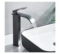 Robinet de Bassin doré brossé Baillé Robinet d'évier de pulvérisation à poignée de Pull-Out Robinet de comptoir monté sur Le Plafond à Eau Chaude et à Eau Froide (Chrome Short)