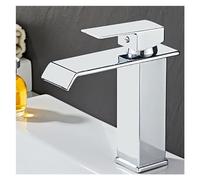 Robinet de Bassin doré brossé Baillé Robinet d'évier de pulvérisation à poignée de Pull-Out Robinet de comptoir monté sur Le Plafond à Eau Chaude et à Eau Froide (Chrome Short)