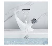 Robinet de Bassin doré brossé Baillé Robinet d'évier de pulvérisation à poignée de Pull-Out Robinet de comptoir monté sur Le Plafond à Eau Chaude et à Eau Froide (Chrome Short)