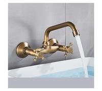 Robinet de Bassin doré brossé Baillé Robinet d'évier de pulvérisation à poignée de Pull-Out Robinet de comptoir monté sur Le Plafond à Eau Chaude et à Eau Froide (Chrome Short)