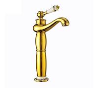 Robinet de Salle de Bain Vintage, Robinet de lavabo en Laiton Salle de Bain, Robinet de Salle de Bain Trou Unique, Robot de Bassin à poignée Unique pour Eau Chaude Froide élevée, Robinet Or