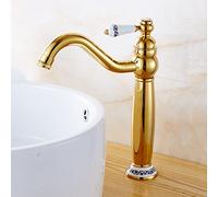 Robinet de Salle de Bain Vintage, Robinet d'évier de Salle de Bain pivotant à 360 ° Fauce de Salle de Bain en Laiton/Bassin d'eau Chaude Robinet Chaud Froid, Robinet de Salle de Bain à