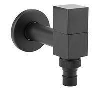 Robinet en Laiton Carré pour Machine à Laver Rubinetto Bagno Lavabo Robinet de Montage Mural Robinet d'Eau Froide Robinet Noir Moderne pour évier de la Vadrouille de Balcon (Fil G1 / 2)