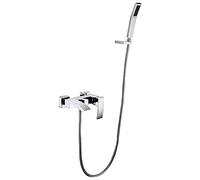 Robinets de baignoire avec mitigeur de douche, robinet de baignoire mural cascade à une poignée avec douchette, robinets de baignoire chaude et froide en laiton chromé avec ensemble de tuyau de douche