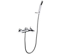 Robinets de baignoire avec mitigeur de douche, robinet de baignoire mural cascade à une poignée avec douchette, robinets de baignoire chaude et froide en laiton chromé avec ensemble de tuyau de douche