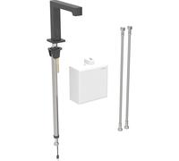 Miscelatore per lavabo Geberit Brenta, sporgenza 195 mm, funzionamento a batteria, con miscelatore termostatico, con scatola di funzioni da esterno, 116.178., Colorazione: nero opaco, con rivestimento facile da pulire - 116.178.14.1