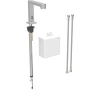 Robinetterie de lavabo Geberit Brenta, saillie 195mm, alimentation par pile, avec mitigeur thermostatique, avec boîtier de fonction AP, 116.178.SN.1, 116.178.SN.1, Colorazione: Ottica Acciaio inox/riv