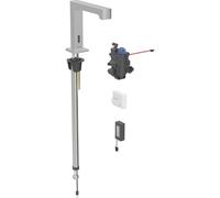 Robinetterie de lavabo Geberit Brenta, saillie 195mm, avec mitigeur thermostatique, alimentation par pile, pour boîtier de fonction encastré, 116198SN1, 116198SN1, Colorazione: Ottica Acciaio inox/riv