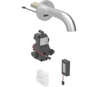 Rubinetto per lavabo Geberit Piave, sporgenza 170 mm, senza miscelatore, a batteria, per scatola funzioni da incasso, 116.263., Colorazione: Ottica Acciaio inox/rivestito spazzolato, facile da pulire - 116.263.SN.1
