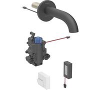 Rubinetto per lavabo Geberit Piave, sporgenza 220 mm, con miscelatore termostatico, funzionamento a batteria, per scatola funzioni da incasso, 116.288., Colorazione: nero opaco, con rivestimento facile da pulire - 116.288.14.1