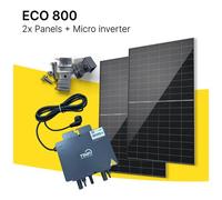 Robinsun - Kit solare plug & play Eco 800 W · 2 pannelli Canadian 460 W + microinverter + cavo Schuko da 5 m